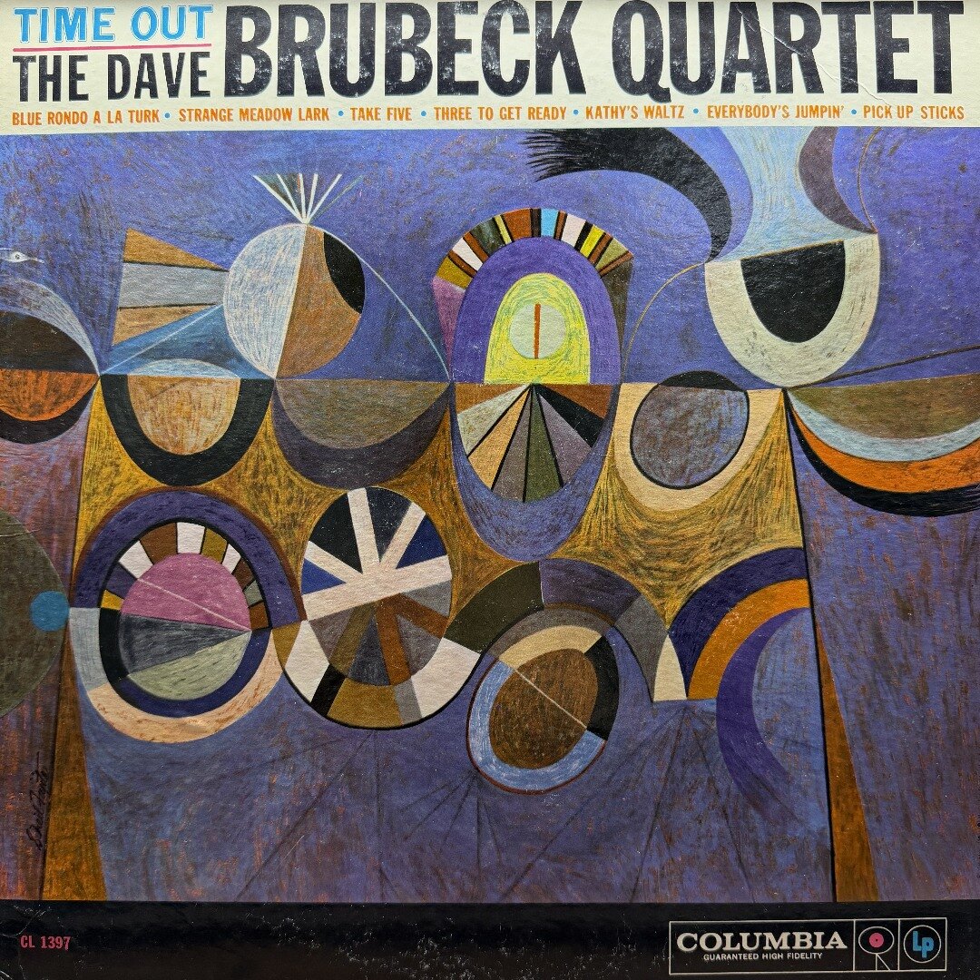 The Dave Brubeck Quartet — Time Out 자켓 (Columbia CL 1397, Mono, 1959 White Promo). S. Neil Fujita 추상 회화 표지