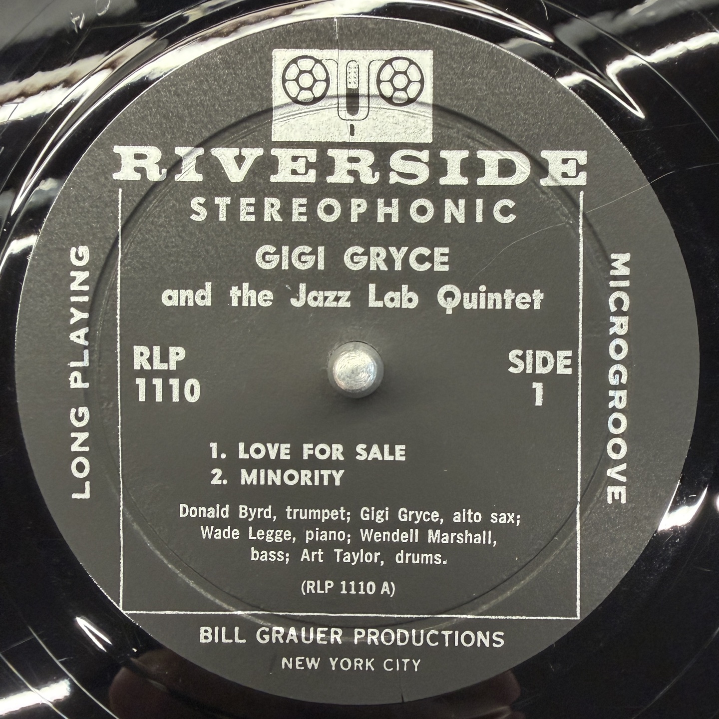 Riverside RLP 1110 SIDE 1 라벨 — 검정 RIVERSIDE STEREOPHONIC, 딥그루브
