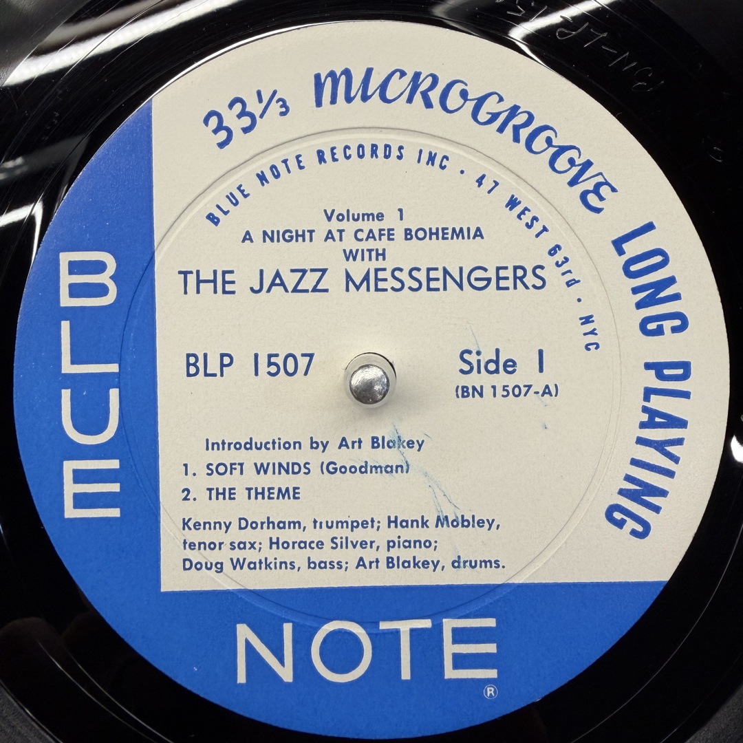 BLP 1507 SIDE 1 라벨 — BLUE NOTE RECORDS INC · 47 WEST 63rd · NYC 주소와 ® 표기