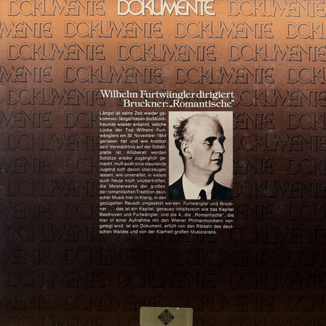 Anton Bruckner – Wilhelm Furtwängler, Wiener Philharmoniker 〈Wilhelm Furtwängler Dirigiert Bruckner:"Romantische"〉 자켓