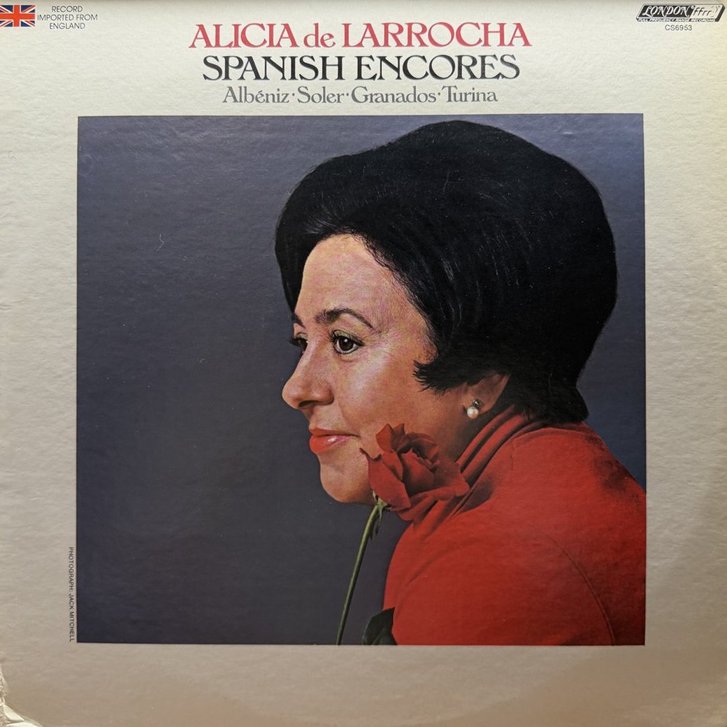 Alicia De Larrocha, Mateo Albéniz, Isaac Albéniz, Padre Antonio Soler, Enrique Granados, Joaquín Turina 〈Spanish Encores〉 자켓
