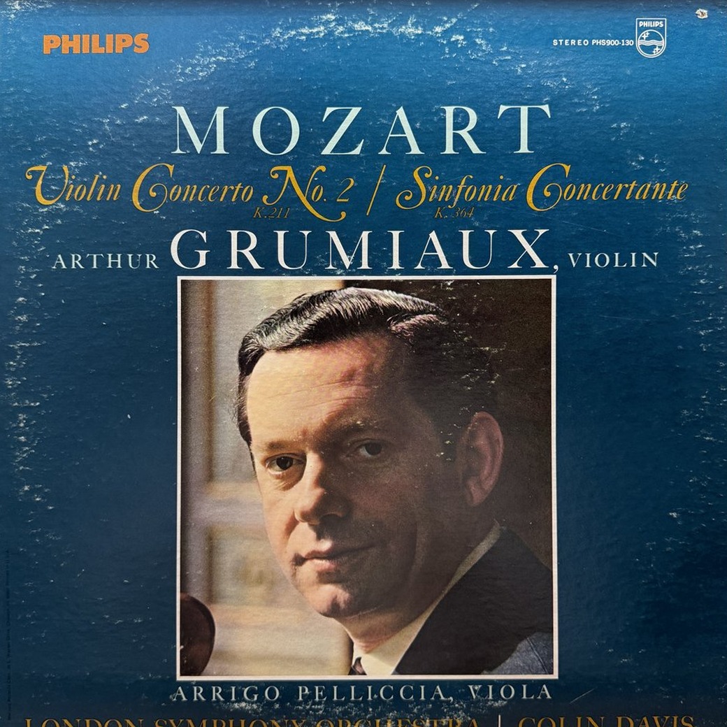 Mozart, Arthur Grumiaux, Arrigo Pelliccia, London Symphony Orchestra, Colin Davis 〈Violin Concerto No. 2 K.211 / Sinfonia Concertante K.364〉 자켓