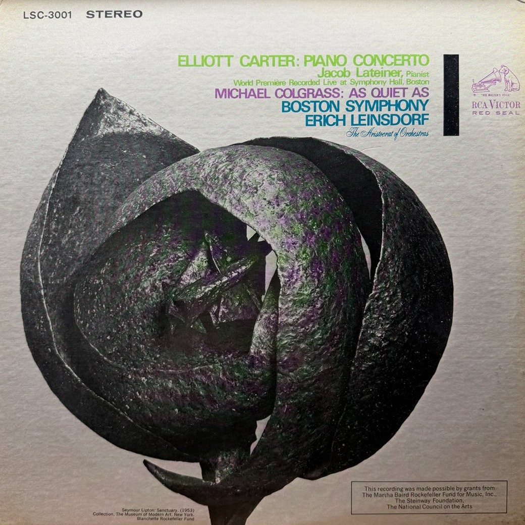 Elliott Carter, Jacob Lateiner / Michael Colgrass, Boston Symphony, Erich Leinsdorf 〈Piano Concerto / As Quiet As〉 자켓