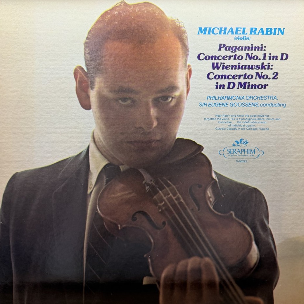 Michael Rabin, Philharmonia Orchestra, Sir Eugene Goossens 〈Paganini: Concerto No.1 In D / Wieniawski: Concerto No.2 In D Minor〉 자켓